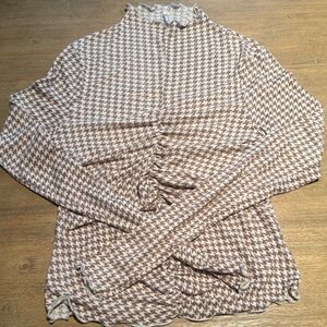 Free People Little Crush Long Sleeve Tee in Cream Combo Houndstooth